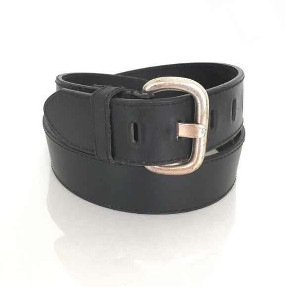 Vintage Bugle Boy Belt Black Smooth Leather Men’s Size 36 Biker Goth VTG